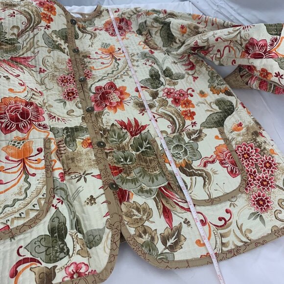 Alfred Dunner Floral Quilted Jacket Buttons Cotton Blend Womens SZ 12 Outerwear - Picture 11 of 11